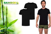 Bambus - T Shirt Männer - Rundhalsausschnitt - 2 Stück - Schwarz - M - Bambus - Unterhemd Männer - Extra lang - Anti Sweat T-Shirt Männer - 944ec9bd0bf9f279fb8ea73e5c9c565b177435ab_Enriched_product_image