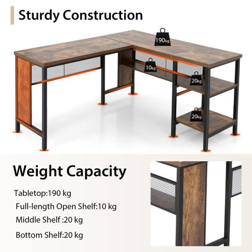 Industrieller L-förmiger Eckschreibtisch mit Vollregal und Seitenablagen - 150 x 140 x 75 cm - robust und platzsparend für Zuhause oder das Büro - 97e5fd0484e61998715ff817ba2fe96c3603458e_cb10365cf_bureau_l_vorm__8_metalen_poten_zijn_uitgerust_met_verstelbare_voetkussens_om_de_stabi_c52c5c9a-2b29-491c-a67f-47f4f3f0cb19