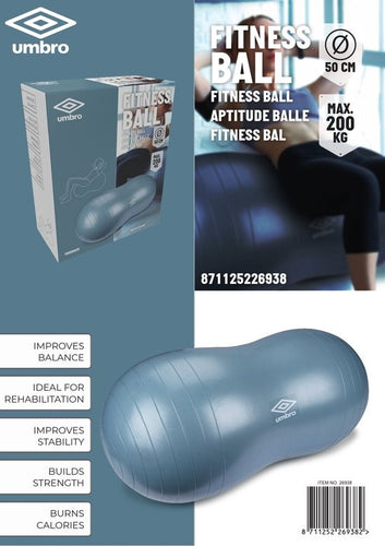 Umbro Fitness Ball - 50 CM - Erdnussball - Umstandsball - Balance Ball für das Büro - Max. 200 KG - Blau - 990a19d9-0024-4f6f-a1be-2ea932e62a3c