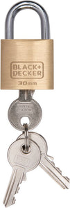 BLACK+DECKER Vorhängeschloss mit Schlüssel - 30mm - Inkl. 3 Schlüssel - Massivmessingschloss - 9a643d2e95107f06ae4bcc93177820ae8afd6471_Enriched_product_image