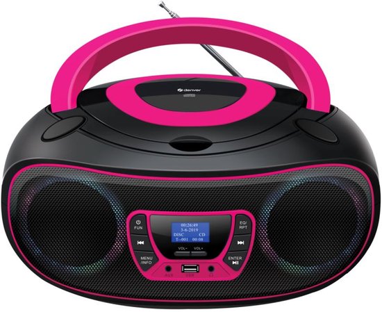 Denver Tragbares DAB-Radio CD-Player Kinder - Bluetooth - Lichteffekte - Boombox - AUX - FM - TDB212PINK - 9cbb552600f4b9ada2abef9ff3aefffad487cfe0_Enriched_product_image