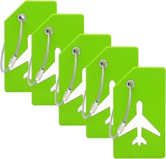 8721082356268 - Gepäckanhänger - Silikon - Gepäckanhänger für Koffer - Gepäckanhänger - Grün - 5 Stück 8721082356268 - Gepäckanhänger - Silikon - Gepäckanhänger für Koffer - Gepäckanhänger - Grün - 5 Stück