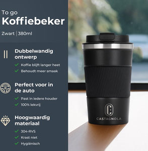 Castagnola Thermos Cup - Kaffeebecher To Go - Reisebecher für Kaffee und Tee - Teebecher - 380 ML - Edelstahl - Schwarz - adda1b58365513c9825a90ce5dce860a71f7bb9b_Enriched_product_image