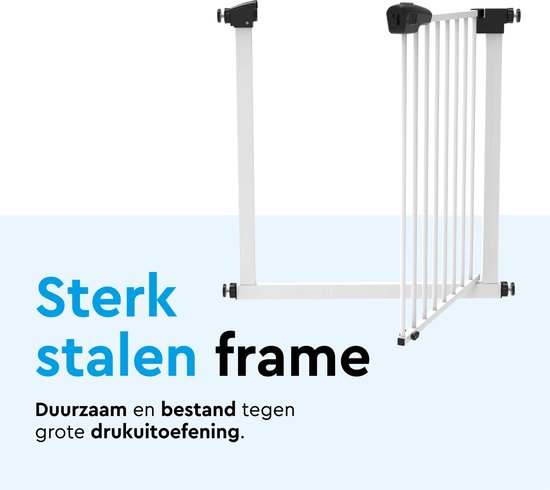 BRASQ Treppengitter ohne Bohren - Sicherheitstor - Kindertor mit Verlängerung 75 bis 93 cm - Ausziehbar - Klemmbefestigung - Metall - Hundetor - Weiß - b05b77d8967118d956d126ddc8ddefe8be8df1fb_Enriched_product_image