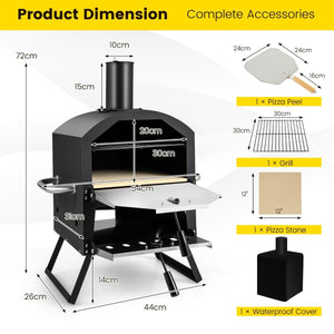 Coast 2-Schicht-Pizzaofen für den Außenbereich - Inklusive Pizzaschaufel - Abnehmbare mittlere Ablage - Tragbar - 54 x 31 x 72 cm - Schwarz - b146a3006a3e2e11f76196ed172ed69dedac35a2_image_4