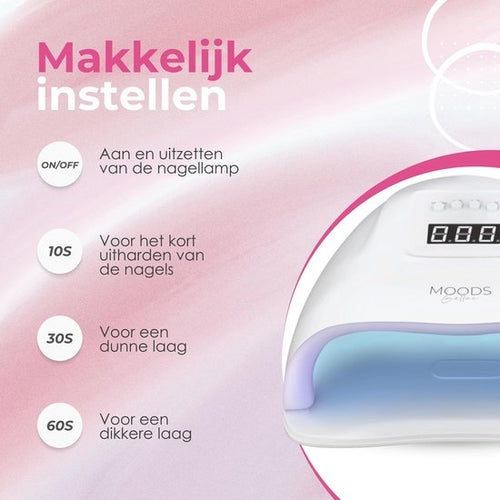 Moods Gellac - UV-Nagellampe - Steuerbar mit Tasten - Leistungsstarke LED-Lampe - Weiß - b4fe3c4b-1b5d-4e6d-abf7-c9a2b18e0bfd