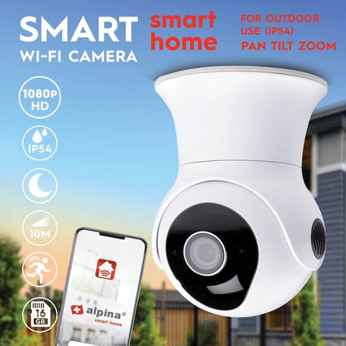 alpina Smart Home Wifi Kamera - Full HD 1080p - Außenüberwachungskamera - Ton- und Bewegungssensor - Nachtsicht - mit App - IP54 staub- und wasserdicht - ba6f6f8366e35989c6492b32022df3900b362e30_Enriched_product_image