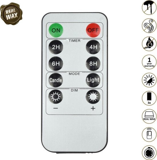 8718657951546 - ODADDY® LED-Kerzen mit beweglicher Flamme - 125cm 8d - Mit Timer und Dimmerfunktion - LED-Kerzen mit Fernbedienung 8718657951546 - ODADDY® LED-Kerzen mit beweglicher Flamme - 125cm 8d - Mit Timer und Dimmerfunktion - LED-Kerzen mit Fernbedienung