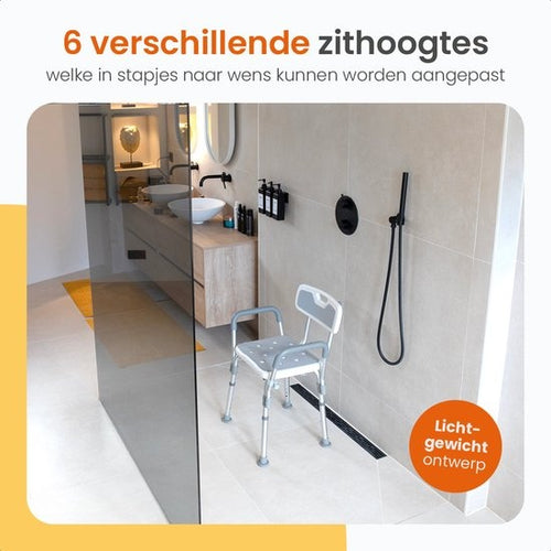 Goliving Verstellbarer Duschstuhl - Abnehmbare Arm- und Rückenlehne - Duschhocker mit Duschkopfhalterung - Anti-Rutsch - 3,2 kg - Höhe 70-84 cm - Weiß - bccb0064-438f-4074-8251-fb5dbefd9f16_3e16048a-9827-4efc-9beb-ed6f160f4d26