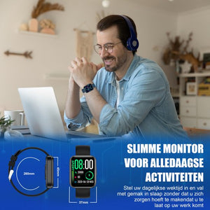 Golden Sound - Smartwatch - Männer, Frauen & Kinder - Mit extra Armband - Geeignet für jeden Laptop und jedes Smartphone - Sättigungsanzeige - Schrittzähler - c7cbe9283783db52cfd04762de0853cc6f1dfa8f_Enriched_product_image_523af90f-b3cd-48b4-8369-8d2a9586fa1a
