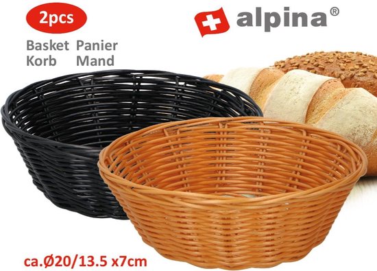 8711252108728 - alpina Brotkörbe - 2 Stück - Weidenkorb - Braun und Schwarz 8711252108728 - alpina Brotkörbe - 2 Stück - Weidenkorb - Braun und Schwarz