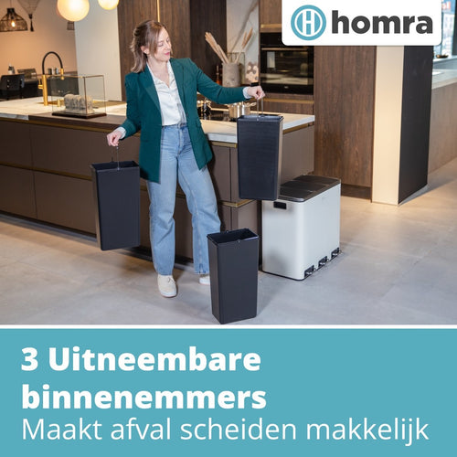 Homra SPARQ Abfalltrennbehälter 3 Fächer - 3 x 18 L Inhalt - 54 Liter - Weiß - Edelstahl - c9ceea0c-b777-4ce9-8a79-f3251242c11f_40efb648-3c0c-4190-b184-7188e6f28ceb