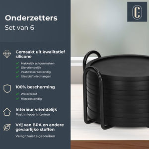 Castagnola Silikon-Untersetzer - Untersetzer für Gläser - Design-Untersetzer mit Halter - Untersetzer-Set - Anti-Rutsch - 12er-Set - Schwarz - cbc52edbe3bf733e06887645feb6d74389f21d92_Enriched_product_image_6bfc0d4e-873c-4fdb-8876-3c00f3d375b4