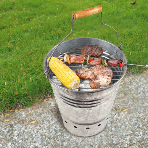 Grilleimer mit Griff - Praktischer herausnehmbarer Rost - 30 x 35 x 34 cm - Silber - ce04aeb1bf1c447db6f8b327fedb15e8507f75b4_grilleimer_grillkuebel_feuerkuebel_mit_griff_2_1