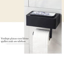 Toilettenpapierhalter - Toilettenpapierhalter - Schwarz - Edelstahl - Kein Bohren - Mit Ablage & Tablett - Inklusive Befestigungsmaterial - Toilettenzubehör - EJC Products - d19a3c5044739aedd85d6f800ac0587b60826121_Enriched_product_image_9e0247ef-6230-446b-9713-0a255a393451