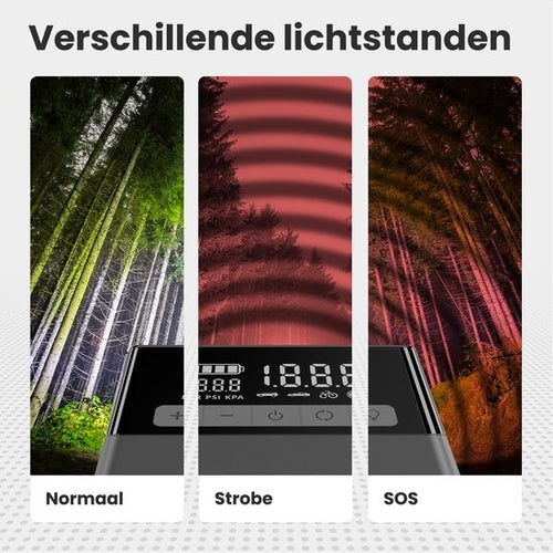Auronic Jumpstarter - mit Kompressor - 12V - 1500A - 16.000 mAh - 6-in-1 Starthilfe - Inkl. Aufbewahrungstasche & Zubehör - Schwarz/Grau - d6a98ccc-f1fa-496d-8fe4-1040afc75ec3