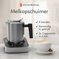 KitchenBrothers - Elektrischer Milchaufschäumer - Spülmaschinengeeignet - 4-in-1 - 400 ML - Edelstahl/Schwarz - d7655ec6-2b9e-4b1c-be9d-92dc9dfa1a52