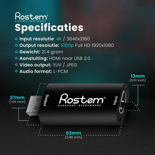 Rostem Capture Card HDMI zu USB - Video Game Capture geeignet für PlayStation, Xbox, Nintendo, Windows, MAC - Game Capture - d8fd0fe4-1cff-4f0b-b2cf-d5a41597d0cb