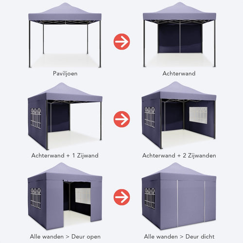 LifeGoods Partyzelt - Pavillon - 3x3 m - Seitenwände - leicht aufbaubar - faltbar - wasserdicht - Tragetasche mit Rädern - dunkelblau - da761de9-cdd5-4f22-808c-4fa6eb4de550