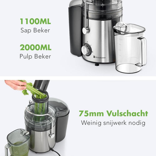 KitchenBrothers Entsafter - Für Gemüse und Obst - Entsafter mit Fruchtfleischbehälter - 1100ml - 800W - Schwarz - dbd2856c-cbc5-4479-a57d-2f0d5b6dc9f8_43748bbb-3a53-498f-b1b0-eba2484c73a2