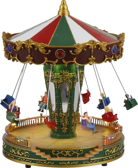 8718861622560 - LuVille Weihnachtsdorf Miniatur Jahrmarkt Karussell - H27 x Ø21 cm