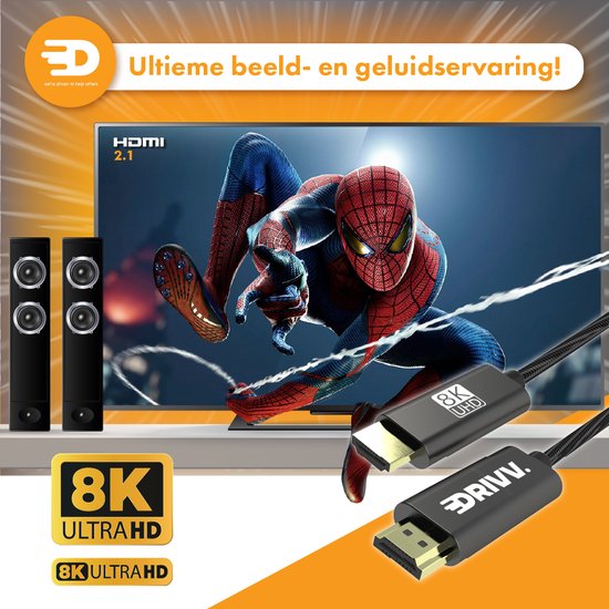 8720648282607 - HDMI-Kabel 21 8K - Ultra HD High Speed - HDMI zu HDMI - Geeignet für Xbox Serie X & PS5 - 1 Meter - Nylon - Grau 8720648282607 - HDMI-Kabel 21 8K - Ultra HD High Speed - HDMI zu HDMI - Geeignet für Xbox Serie X & PS5 - 1 Meter - Nylon - Grau