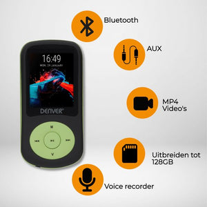 Denver MP3 / MP4 Player - 4GB - inkl. Kopfhörer - erweiterbar bis 128GB - Sprachaufzeichnung - Diktiergerät - MPG4094NR- Grün - e14c20cf7cc9b4175077bca6ceb99bbf74d80bb4_Enriched_product_image