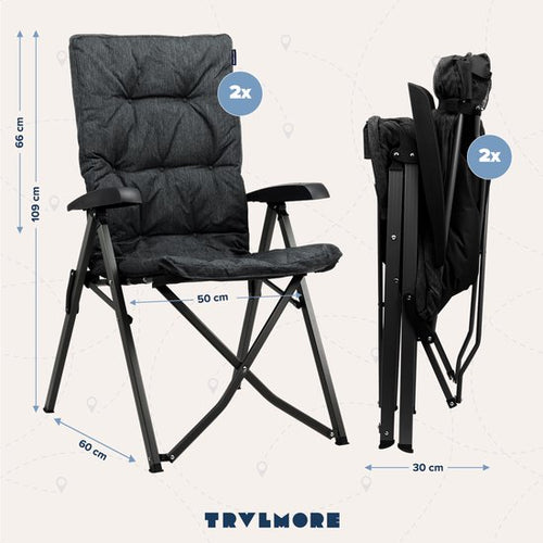 TRVLMORE Campingstuhl - Inklusive Tragetasche - Duo Pack - 150 kg Belastbarkeit - Campingstuhl - Staufach - Klappstuhl - Schwarz - e1bfdd4ef1fddb181026e077dbc0cca764367b87_Enriched_product_image