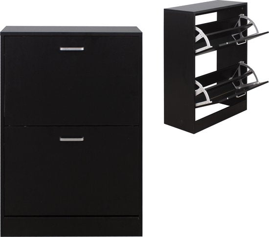 8720289500191 - Schuhschrank - Schuhregal - 2 Fächer - schwarz 8720289500191 - Schuhschrank - Schuhregal - 2 Fächer - schwarz