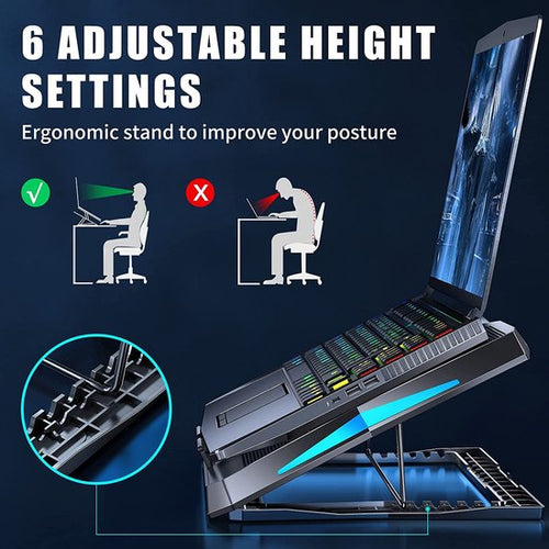 Laptop Cooling Pad - Laptop-Kühler mit 6 leisen Ventilatoren, 6 Höhen einstellbar, Laptop-Kühlständer für 12"-17" Laptop - e2a1b5bc17bfdbf6746ed0d882d9f80c093d777c_Enriched_product_image
