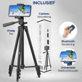 Studio ME Telefonstativ - 128 cm - Stativ Smartphone - Schwarz - Kamerastativ - Telefonhalterung - Inkl. Bluetooth-Fernbedienung - Stativ Telefon - e2d06c3ad42fc2226ec6ffd8fca806cdc04cec37_Enriched_product_image