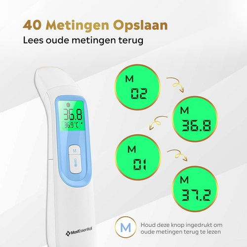 MostEssential Premium Fieberthermometer - Ohrthermometer - Infrarotthermometer - Stirnthermometer - Körperthermometer - Fieberthermometer für Erwachsene, Kinder und Babys - berührungslos - 20D - e8c03c93a465532b1bfc746bc53f01e31a23da07_Enriched_product_image