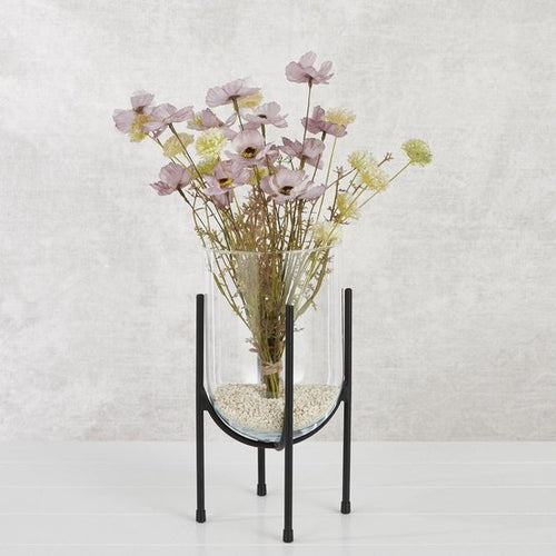 Mica Decorations Jamey Vase auf Ständer - H31 x Ø17 cm - Transparent, Schwarz - e8fb53a4658d34925c7e1aa88b14e11e4af87b91_Enriched_product_image