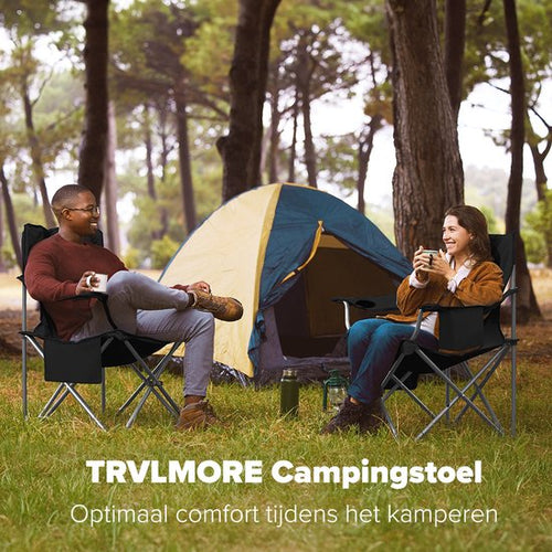 TRVLMORE Campingstuhl - Zusammenklappbar - Komfortabler Klappstuhl - 150 kg Belastbarkeit - Getränkehalter - Kühlfach - Seitentasche - Schwarz - e9a623037027f8a34272f4548c53c645e3e3115b_Enriched_product_image