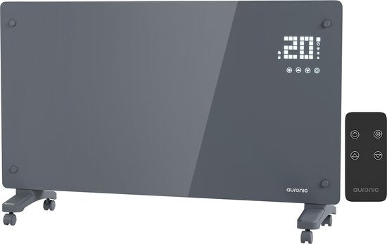 Auronic Electric Heater - Konvektor-Heizung mit Thermostat und Fernbedienung - Glasheizung - 2500W Heizung - Grau - ec8df7e511ab708beccf51009159653b9633e133_Enriched_product_image