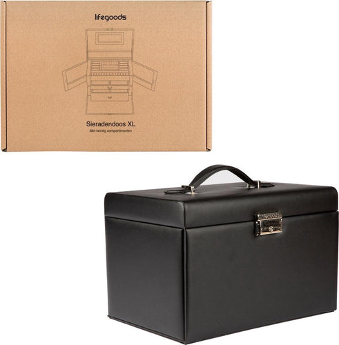 LifeGoods Schmuckkästchen XL - Schmuckaufbewahrung - 20 Fächer - Schwarz/Beige - ef8b17a7-d740-482c-bd9b-26f41c021bb3_662063df-6692-453d-8e2d-c225f01c5fd7