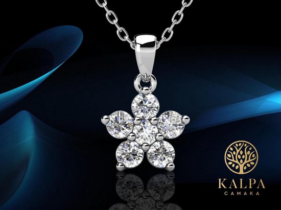 Yolora Damen-Halskette mit Anhänger - Kalpa Camaka Kristalle - Silber - 18K Weißgold vergoldet - Damen-Halskette Silber - Schmuck - Halskette - Luxuriöse Geschenkbox - Geschenkbox - Exklusive Geschenkbox - Schöne Geschenkverpackung - efdffa0afc71ca671b2571dc3fefc43bfca9cbce_Enriched_product_image