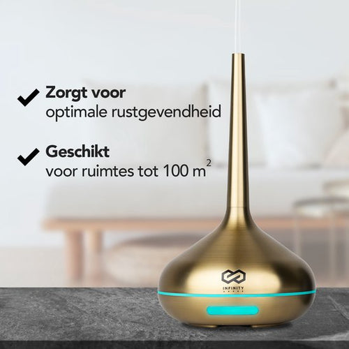 Infinity Goods Aroma Diffuser Inkl. 2x 10ml reines ätherisches Öl - Luftbefeuchter - Verdampfer - 10 LED Farben - Aromatherapie - Duftdiffusor - Gold - f3893058c39bc90a552bf623d28fe91e1ca7b0a5_Enriched_product_image