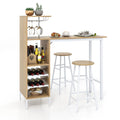 Coast Bar-Tisch-Set mit Weinregal und 2 Hockern - 3 Stück - Weiß - f3f8a7a4-6b7b-4c12-b0be-3adc91e04c21