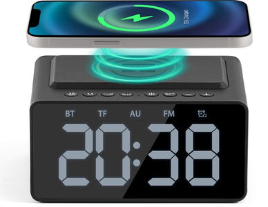 Digitaler Wecker - mit Radio, Bluetooth und kabellosem Ladegerät - Radiowecker - Snooze-Funktion - Schwarz - von Saaf - f566dd8215225f2d9369e37bd702ed05e8c47321_Enriched_product_image