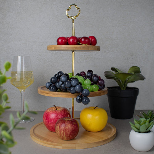 NimmaÂ® Etagere - 3-lagiger Servierturm - Kuchentablett für High Tea - Obstschale - Bambusholz - f590c91e-c7d4-4c08-ba4a-5e85e68fe19b