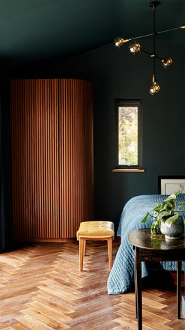 Engineered parquet flooring in a bedroom