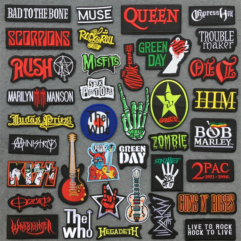 Rock Band Embroidered Patches – DIY Iron-On Appliques for Jackets, Jeans, and Clothing