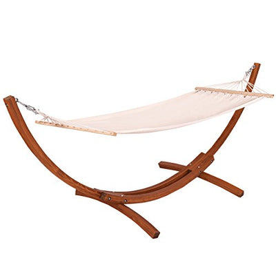 Giantex Wooden Curved Arc Wide Hammock Swing And Stand Set White 142 X50 X51