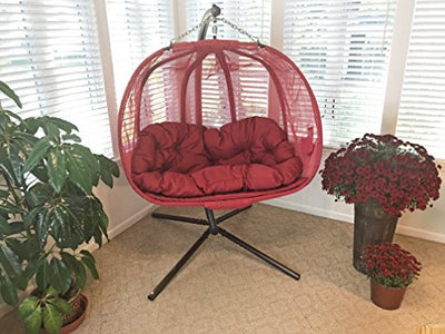 Flower House Hanging Pumpkin Loveseat Chair With Stand Red Hammock Town