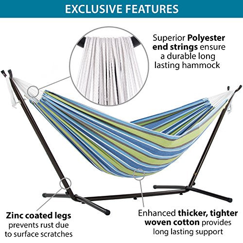 Vivere Double Hammock With Space Saving Steel Stand Oasis Therealhammocktown