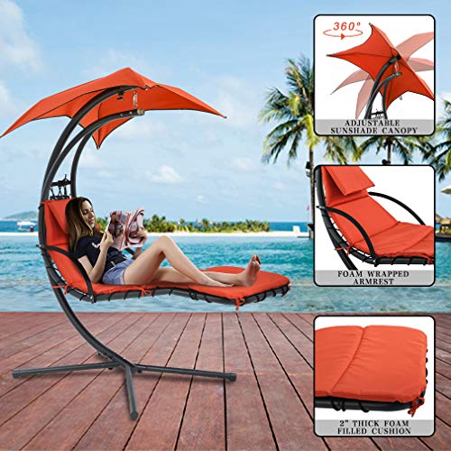 hanging lounge chair with umbrella