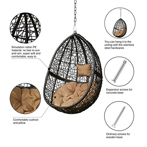 Rattan Wicker Hanging Chair Brown