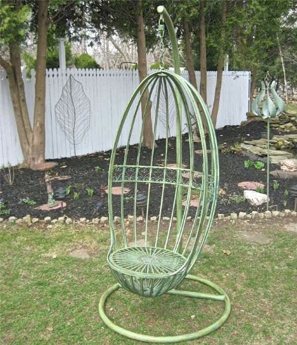 Garden Swing 80 Tall Wrought Iron Antique Mint Green Finish