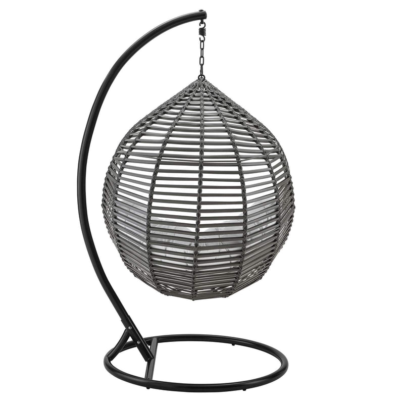 Modway Garner Outdoor Patio Wicker Rattan Teardrop Swing Chair in Gray